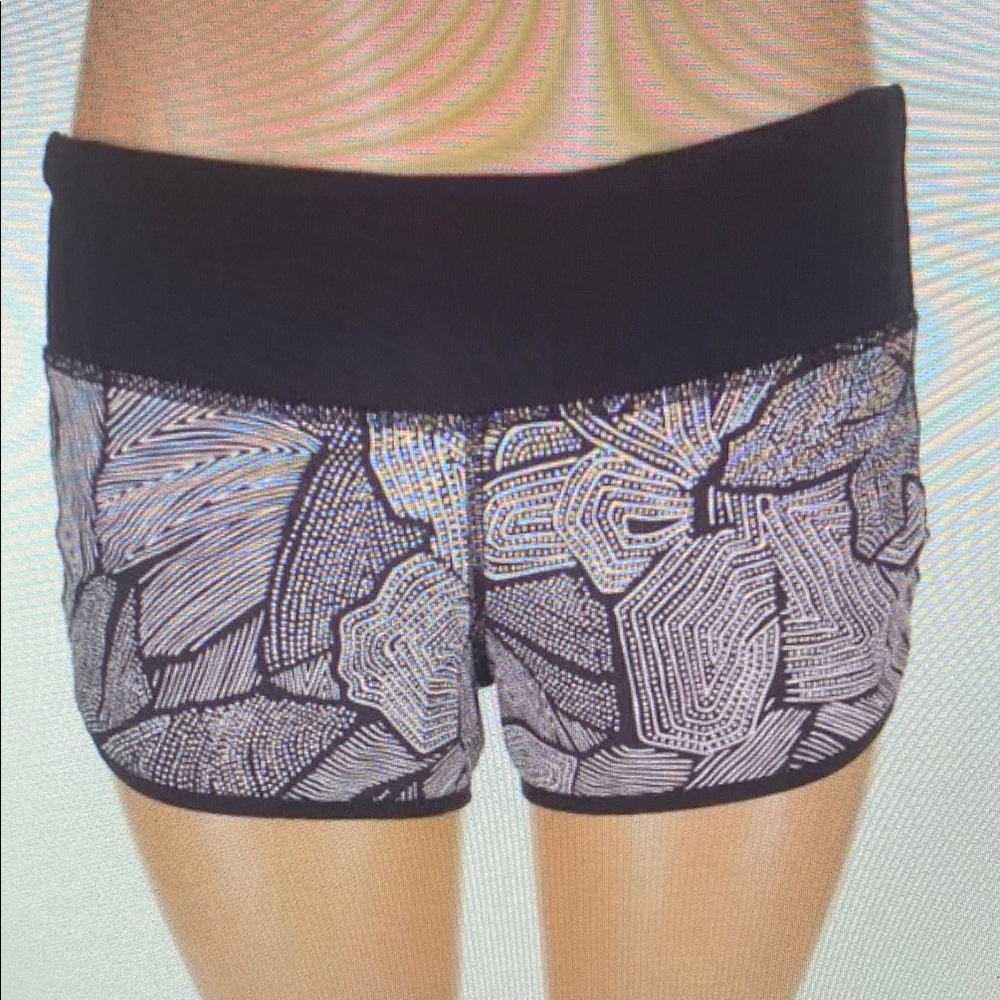 Black and White Patterned Women's Athletic Shorts